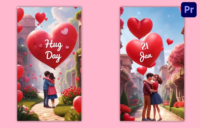 Expressive Hugging Day Wishes 3D Instagram Story